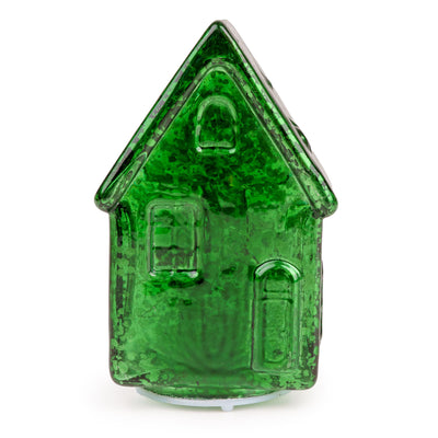 Candlelight Home LED Lamps Small LED Glass House – Green Ho Ho Ho 12pk