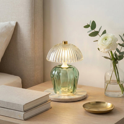 Candlelight Home LED Lamps Vintage Ridged Glass LED Table Lamp - Green 1pk