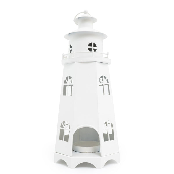 Metal Lighthouse Lantern Matt White 31.5cm 1PK