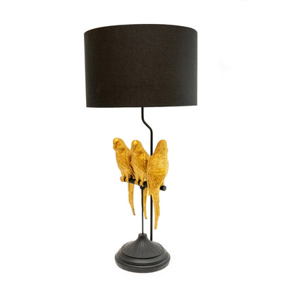 Candlelight Home lighting 80cm Gold and Black Parrot on a Perch Lamp Base and Shade 1PK