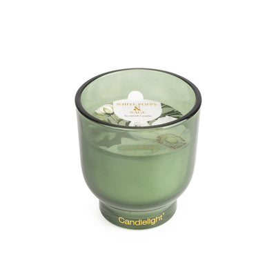 Candlelight Home MEDIUM GLASS FOOTED CANDLE WHITE POPPY & SAGE - 5% WHITE POPPY & SAGE SCENT (EAN35371/00)