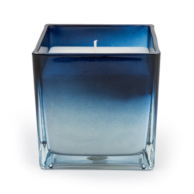 Candlelight Home MEDIUM SQUARE GLASS CANDLE - BLUE OMBRE – 5% CABIN IN THE WOODS (EAM14767/00)