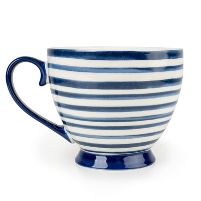 Candlelight Home Mugs Jeff Banks Footed Mug - Stripes Blue 6pk