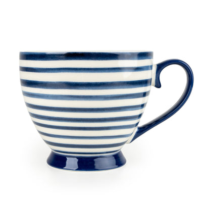 Candlelight Home Mugs Jeff Banks Footed Mug - Stripes Blue 6pk
