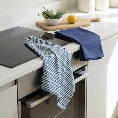 Candlelight Home Mugs Jeff Banks Set of 2 Printed Tea Towels – Stripes Blue 6pk