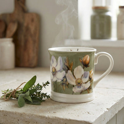 Candlelight Home Mugs Tankard Mug - Peony in Green 6pk