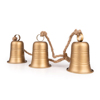 Candlelight Home Ornaments 3 Metal Bells on String –Gold Hummingbird 4pk