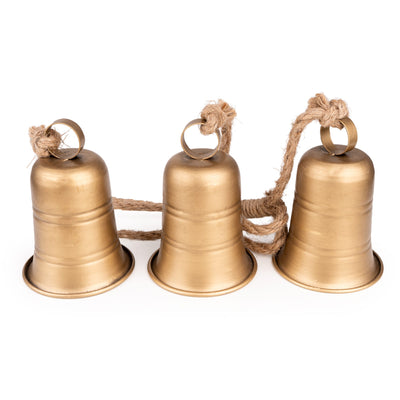 Candlelight Home Ornaments 3 Metal Bells on String –Gold Hummingbird 4pk
