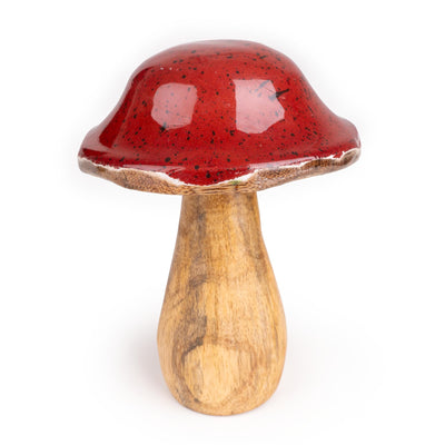 Candlelight Home Ornaments Medium Mushroom Mango Wood & Enamel - Red 6pk