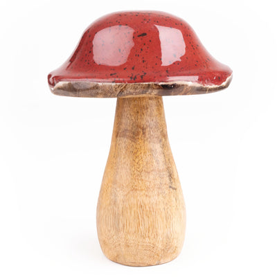 Candlelight Home Ornaments Medium Mushroom Mango Wood & Enamel - Red 6pk