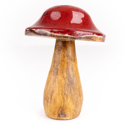 Candlelight Home Ornaments Medium Mushroom Mango Wood & Enamel - Red 6pk