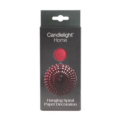 Candlelight Home Paper Decoration 30cm Hanging Spiral Paper Decoration – Deep Red 6pk