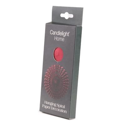 Candlelight Home Paper Decoration 30cm Hanging Spiral Paper Decoration – Deep Red 6pk