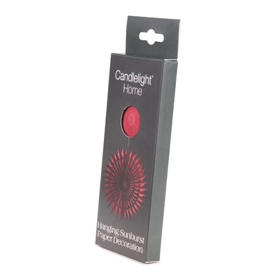 Candlelight Home Paper Decoration 30cm Hanging Sunburst Paper Decoration – Deep Red 6pk