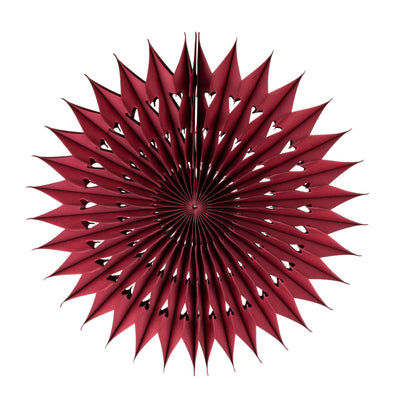 Candlelight Home Paper Decoration 30cm Hanging Sunburst Paper Decoration – Deep Red 6pk