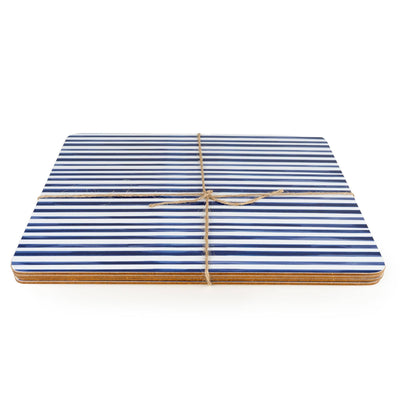 Candlelight Home Placemats Jeff Banks Set of 4 Placemats - Leafy Stripes Blue 4pk