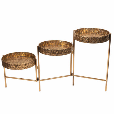 Candlelight Home Planters & Vases 3 Tier Metal Planter Stand - Antique Gold 2PK