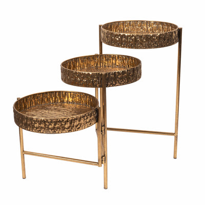 Candlelight Home Planters & Vases 3 Tier Metal Planter Stand - Antique Gold 2PK