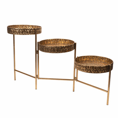 Candlelight Home Planters & Vases 3 Tier Metal Planter Stand - Antique Gold 2PK