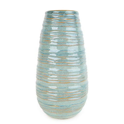Candlelight Home Planters & Vases Large Ridged Vase - reactive blue glaze 2PK
