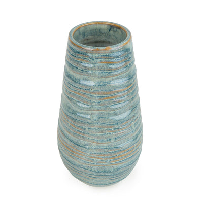 Candlelight Home Planters & Vases Large Ridged Vase - reactive blue glaze 2PK