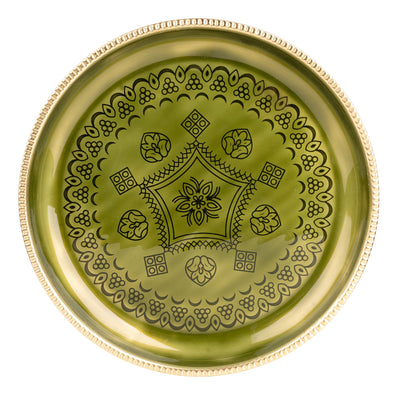 Candlelight Home Plates Large Metal and Enamel Plate – Green Hummingbird 4pk