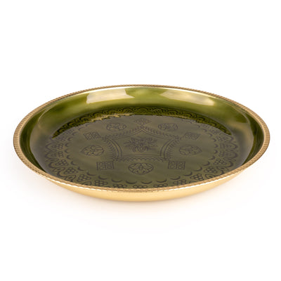 Candlelight Home Plates Large Metal and Enamel Plate – Green Hummingbird 4pk