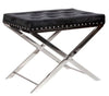 Candlelight Home RECTANGULAR STOOL - BLACK WITH SILVER LEGS 1PK