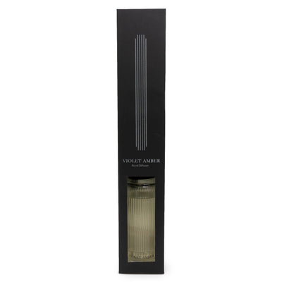 Candlelight Home Reed Diffusers 1200ml Clear Ridged Glass Reed Diffuser Violet Amber Scent 2PK