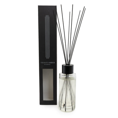 Candlelight Home Reed Diffusers 1200ml Clear Ridged Glass Reed Diffuser Violet Amber Scent 2PK