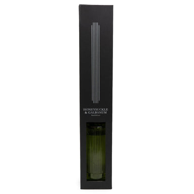 Candlelight Home Reed Diffusers 1200ml Green Ridged Glass Reed Diffuser Honeysuckle & Galbanum Scent 2PK