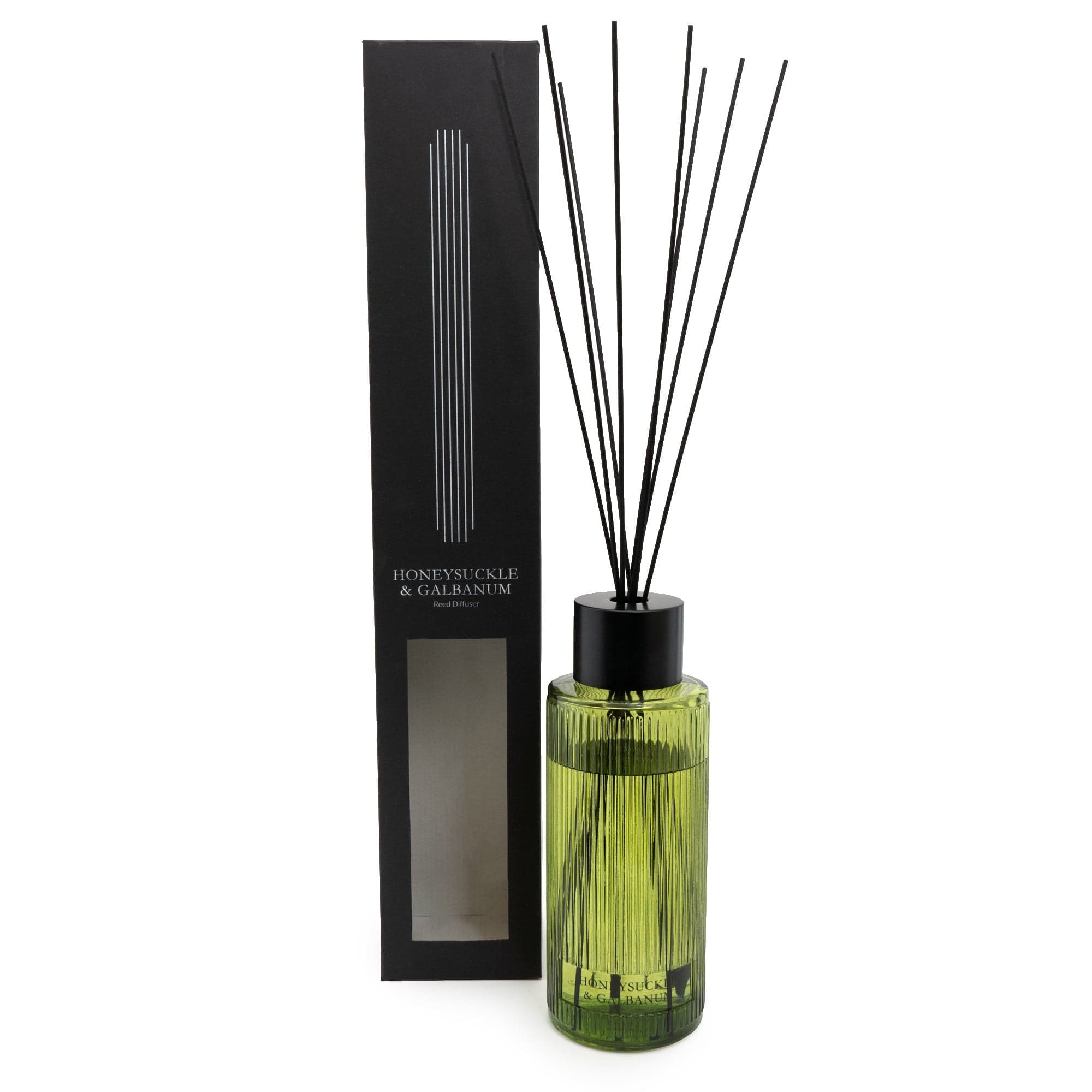 1200ml Green Ridged Glass Reed Diffuser Honeysuckle & Galbanum Scent 2 ...