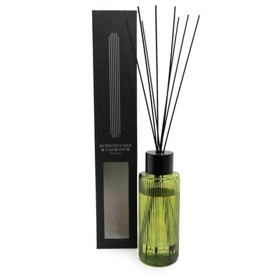 Candlelight Home Reed Diffusers 1200ml Green Ridged Glass Reed Diffuser Honeysuckle & Galbanum Scent 2PK