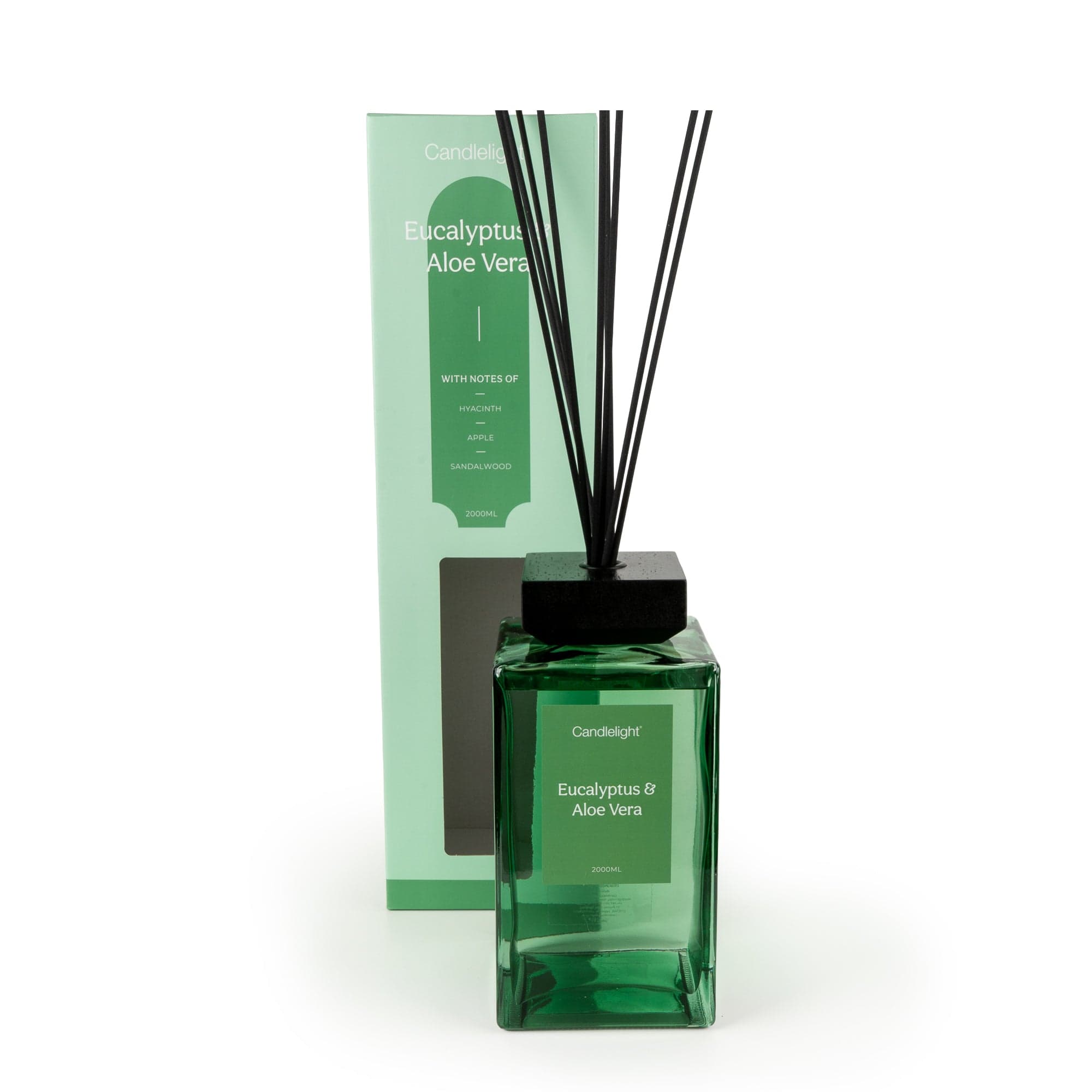 2000ml Square Reed Diffuser - Eucalyptus & Aloe Vera 1pk - Candlelight Home