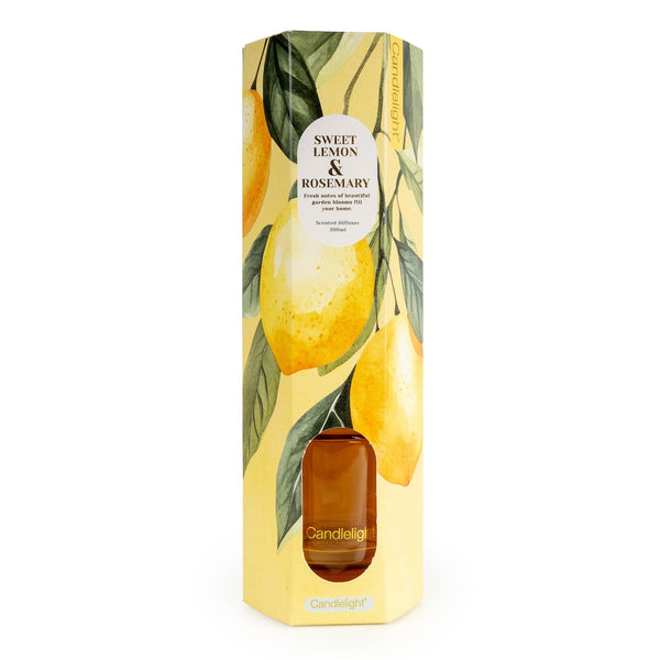 200ml Reed Diffuser - Sweet Lemon & Rosemary 6pk - Candlelight Home