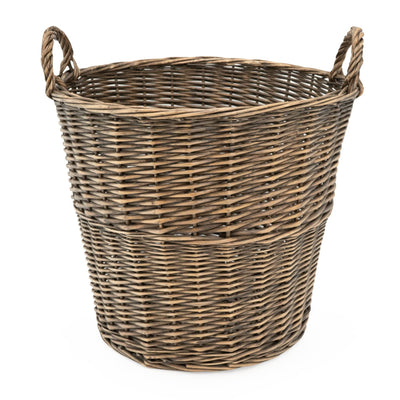 Candlelight Home Round Log Basket With Handles - Dark Brown 44cm 10PK