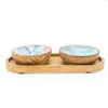 Candlelight Home S/2 SMALL MANGO WOOD DIPPING BOWLS ON TRAY COASTAL SHORES