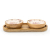 Candlelight Home S/2 SMALL MANGO WOOD DIPPING BOWLS ON TRAY PROVENCE BLOSSOM