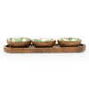 Candlelight Home S/3 DIPPING BOWLS ENAMEL MANGO WOOD TRAY STRAWBERRY PATCH