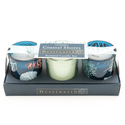Candlelight Home S/3 MINI VOTIVES 'COASTAL SHORES' SEASALT SCENT