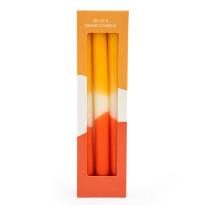 Candlelight Home S/6 DINNER CANDLES TWO TONE ORANGE