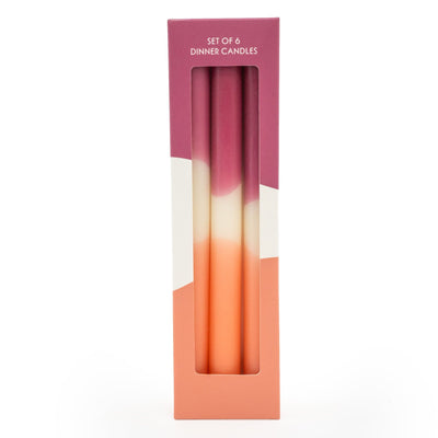 Candlelight Home S/ 6 DINNER CANDLES TWO TONE PINK