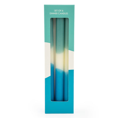 Candlelight Home S/ 6 DINNER CANDLES TWO TONE TEAL