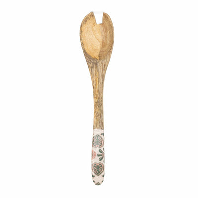 Candlelight Home SERVING SPOON & FORK MANGO WOOD WITH ENAMEL MEZE DESIGN