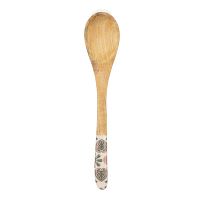 Candlelight Home SERVING SPOON & FORK MANGO WOOD WITH ENAMEL MEZE DESIGN