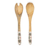 Candlelight Home SERVING SPOON & FORK MANGO WOOD WITH ENAMEL MEZE DESIGN
