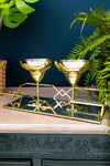 Candlelight Home SET OF 2 MARGARITA GLASSES DIMPLED GOLD IN FULL COLOUR GIFT BOX