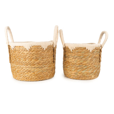 Candlelight Home Set of 2 Straw Basket with Handles