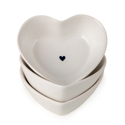 Candlelight Home SET OF 3 HEART SHAPED NIBBLE BOWLS WITH WAX RESIST HEART