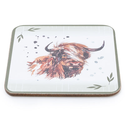 Candlelight Home SET OF 4 COASTERS HIGHLAND COW